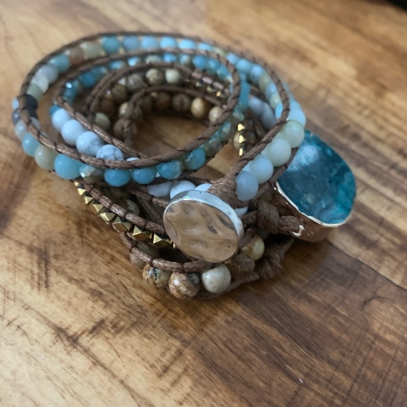 Wrist wrap multi semi precious stone BRACELET - Picture 5 of 6